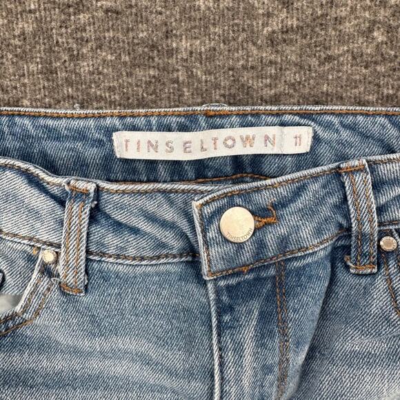 Tinseltown Womens High Rise Distressed Skinny Jeans Light Wash Blue Size 11 - Picture 5 of 9